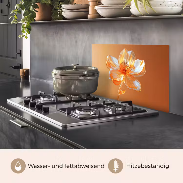 Spritzschutz Küche - Gläser - Blume - Orange — 2