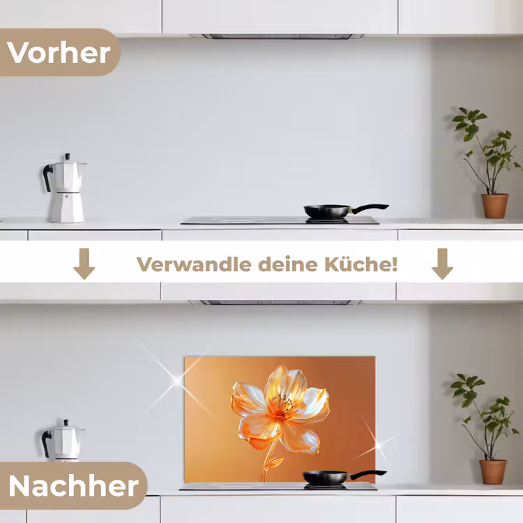 Spritzschutz Küche - Gläser - Blume - Orange — 7