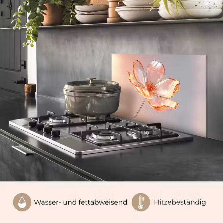 Spritzschutz Küche - Gläser - Blume - Rosa — 2