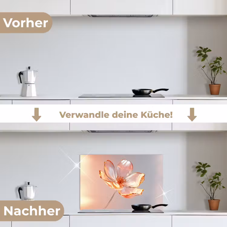 Spritzschutz Küche - Gläser - Blume - Rosa — 7