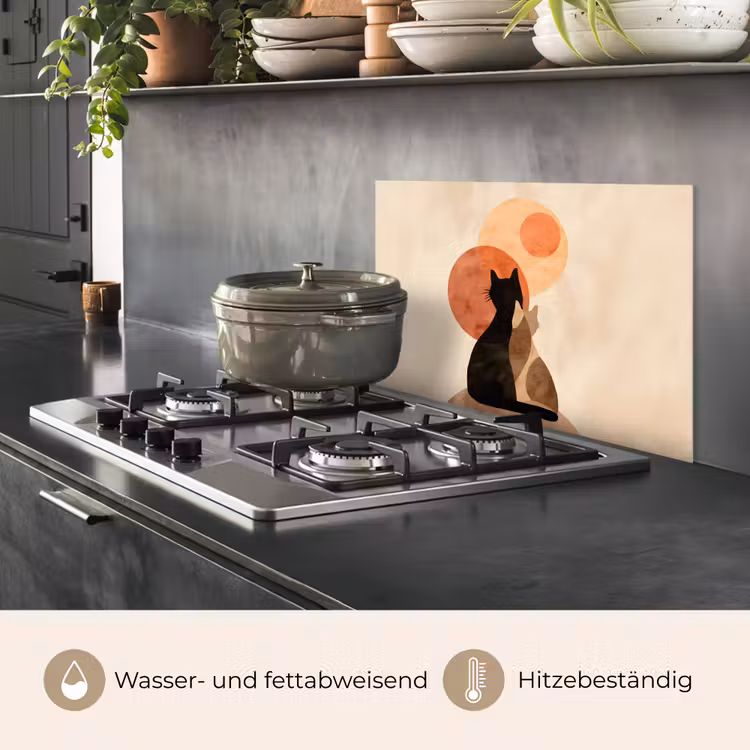 Spritzschutz Küche - Katzen - Schwarz - Abstrakt - Kreise — 2