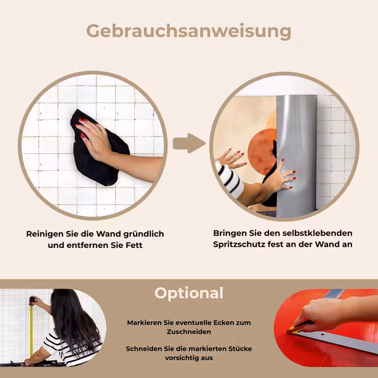 Spritzschutz Küche - Katzen - Schwarz - Abstrakt - Kreise — 6