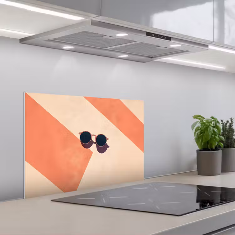 Spritzschutz Küche - Sonnenbrille - Schatten - Orange - Minimalistisch — 1