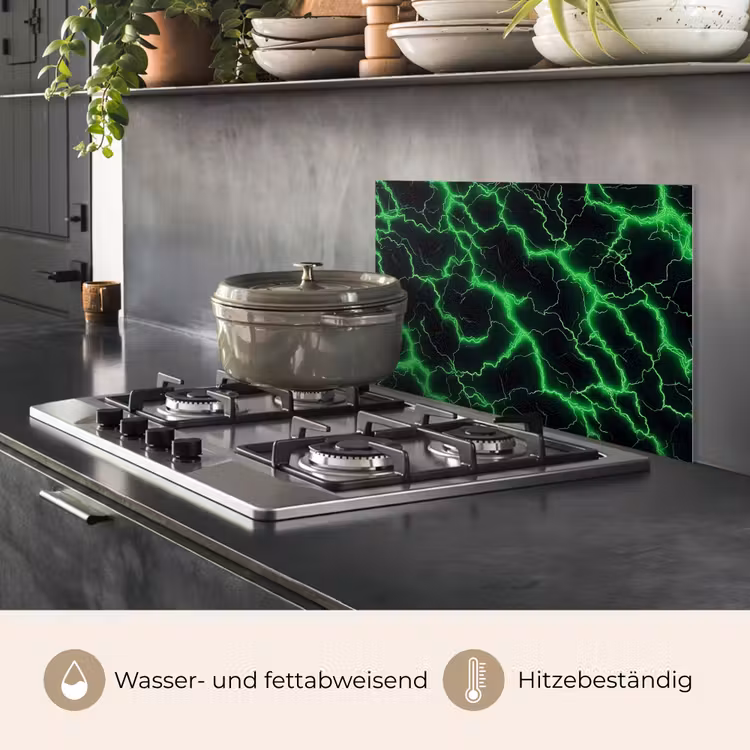 Spritzschutz Küche - Spiele - Blitzschlag - Grün - Energie — 2