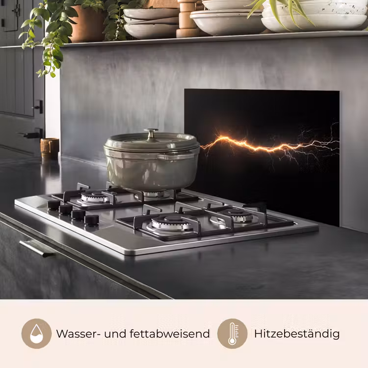 Spritzschutz Küche - Gaming - Orange - Blitzlicht - Licht — 2