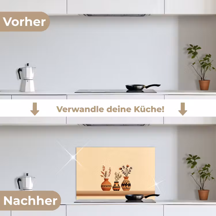 Spritzschutz Küche - Vasen - Blumen - Blätter - Minimalistisch — 7