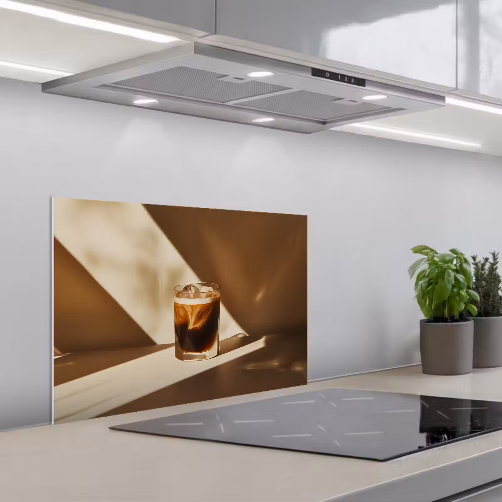Spritzschutz Küche - Glas - Eiskaffee - Schatten - Braun — 1