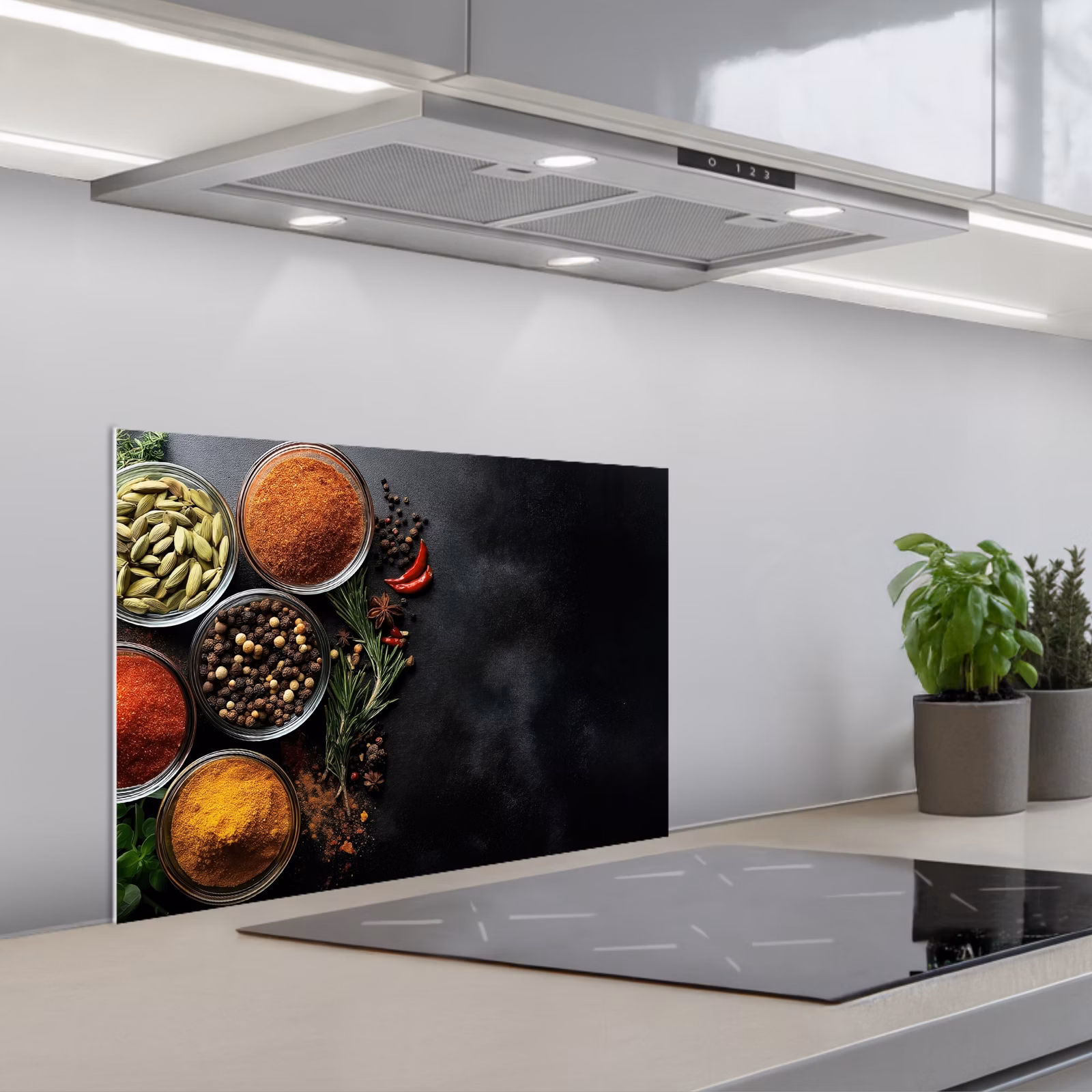 Spritzschutz Küche - Gläser - Tabletts - Blätter - Kräuter — 1