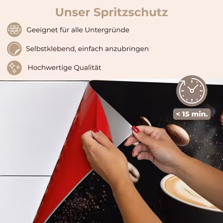 Spritzschutz Küche - Cappuccino - Tasse - Bohnen - Braun — 4