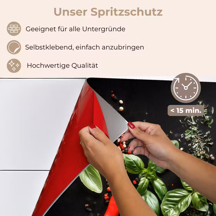 Spritzschutz Küche - Chili - Basilikum - Blätter - Rot — 4