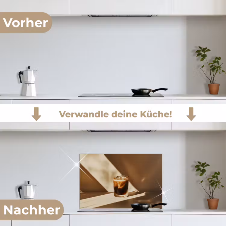 Spritzschutz Küche - Glas - Eiskaffee - Schatten - Braun — 7