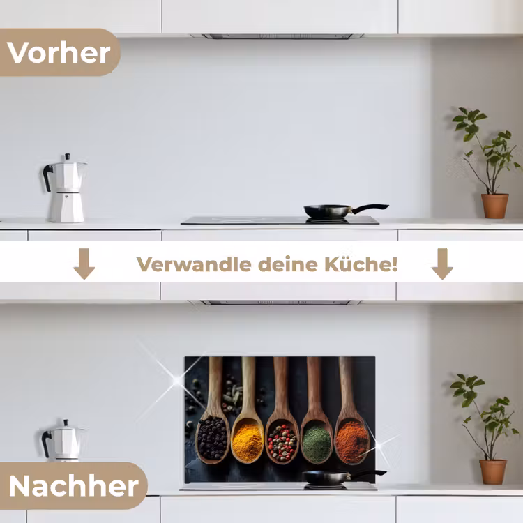 Spritzschutz Küche - Holz - Löffel - Gewürze - Kräuter — 7