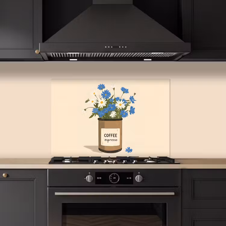 Spritzschutz Küche - Kaffee - Dose - Minimalistisch - Blumen — 5