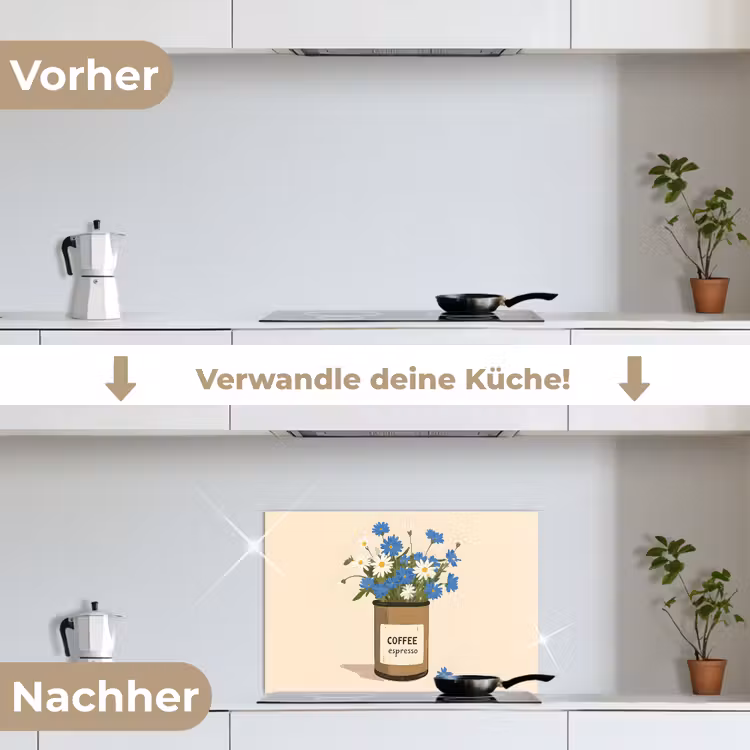 Spritzschutz Küche - Kaffee - Dose - Minimalistisch - Blumen — 7