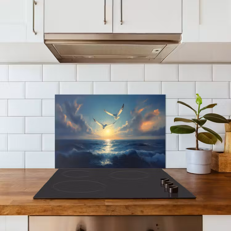 Spritzschutz Küche - Möwen - Meer - Wolken -Blau — 3