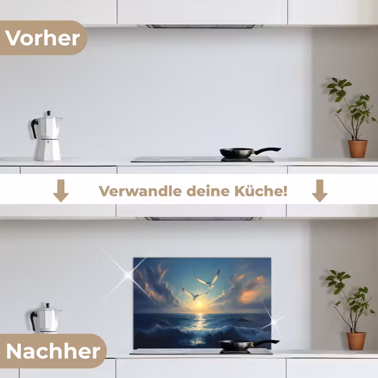 Spritzschutz Küche - Möwen - Meer - Wolken -Blau — 7