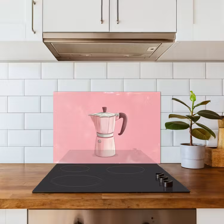 Spritzschutz Küche - Rosa - Becher Kanne - Illustration - Kaffee — 3