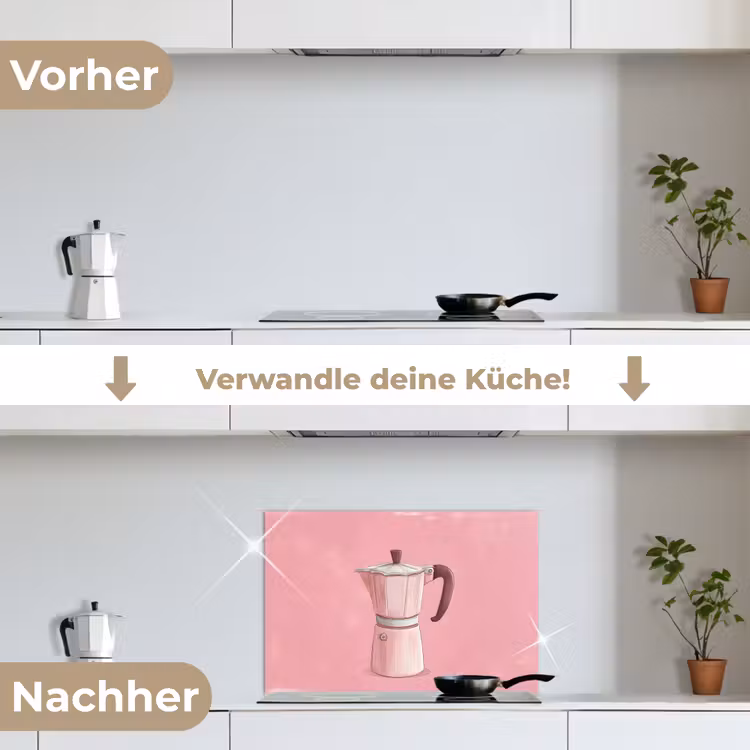 Spritzschutz Küche - Rosa - Becher Kanne - Illustration - Kaffee — 7