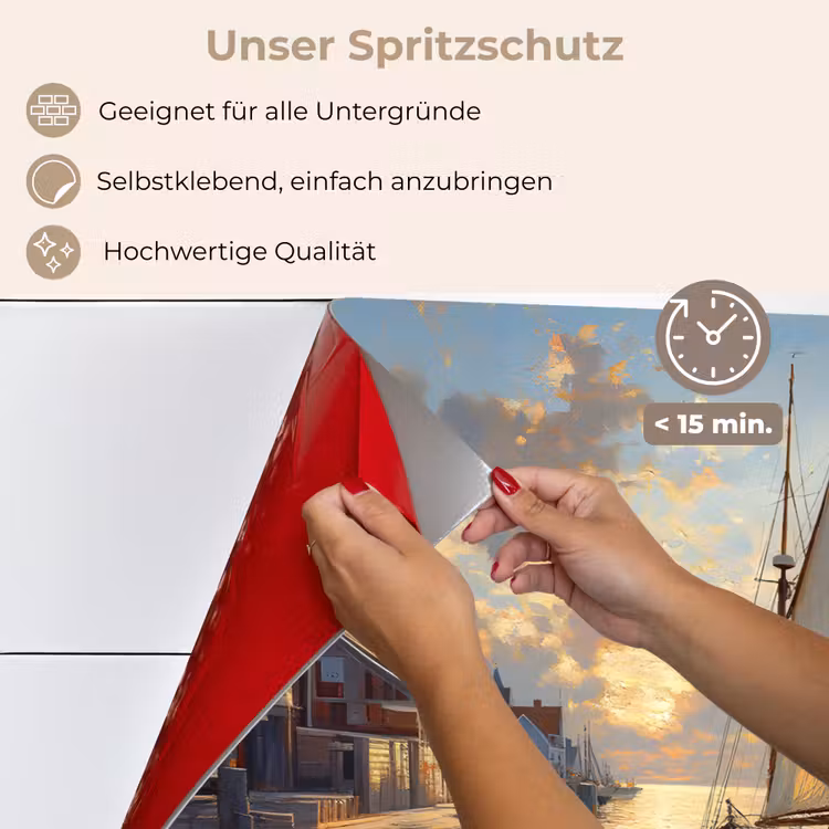 Spritzschutz Küche - Segelboot - Sonne - Pier - Holz — 4