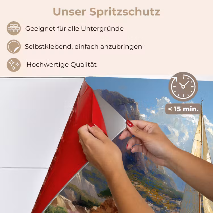 Spritzschutz Küche - Segelschiff - Meer - Felsen - Wolken — 4