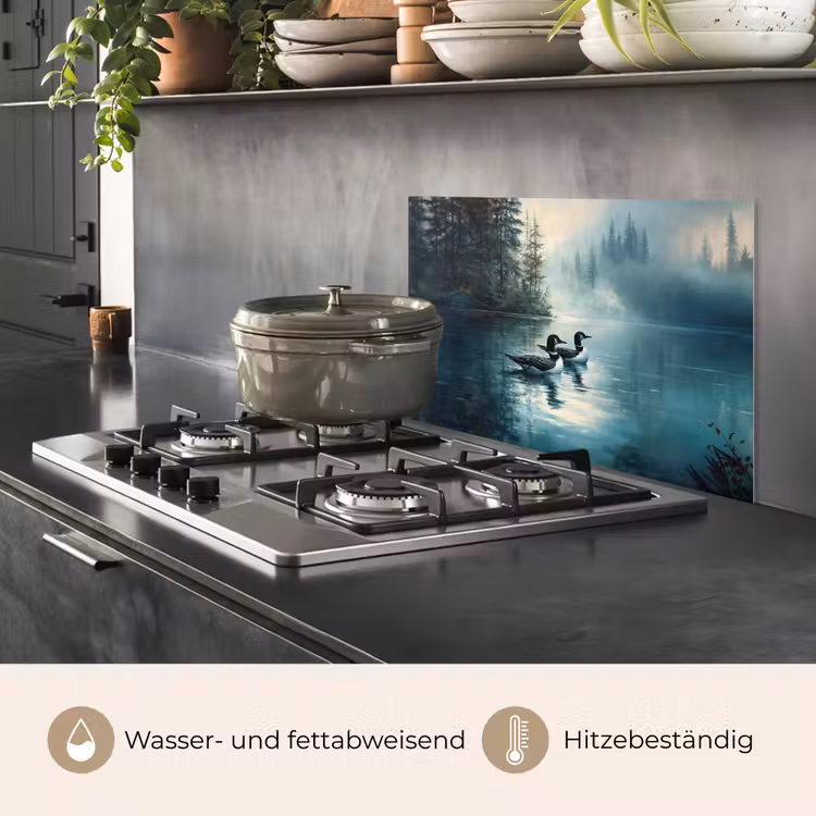 Spritzschutz Küche - Wald - Wasser - Enten - Neblig — 2