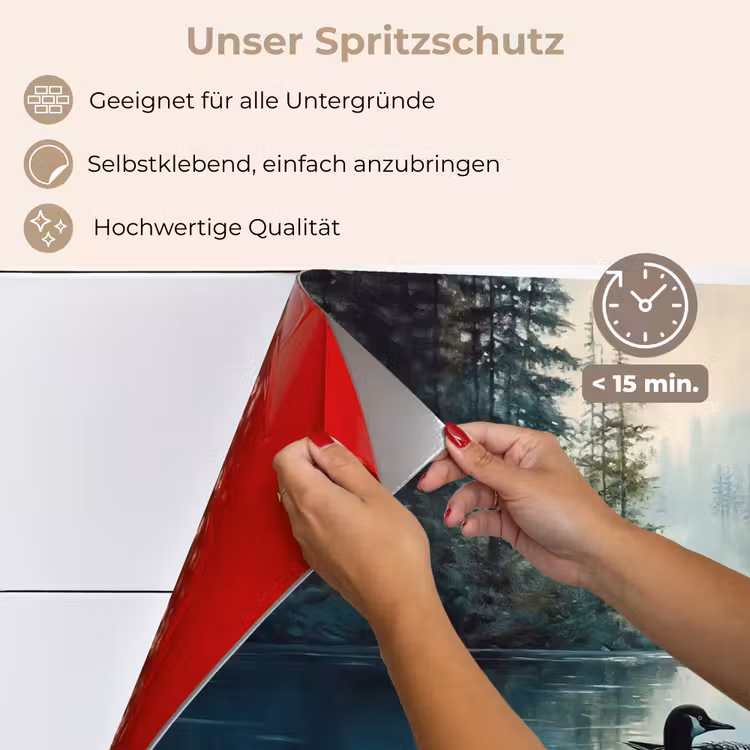 Spritzschutz Küche - Wald - Wasser - Enten - Neblig — 4