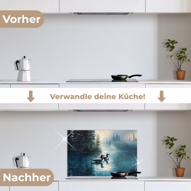 Spritzschutz Küche - Wald - Wasser - Enten - Neblig — 7