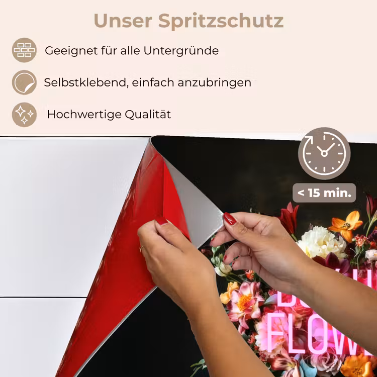 Spritzschutz Küche - Zitat - Blumen - Vase - Neon — 4