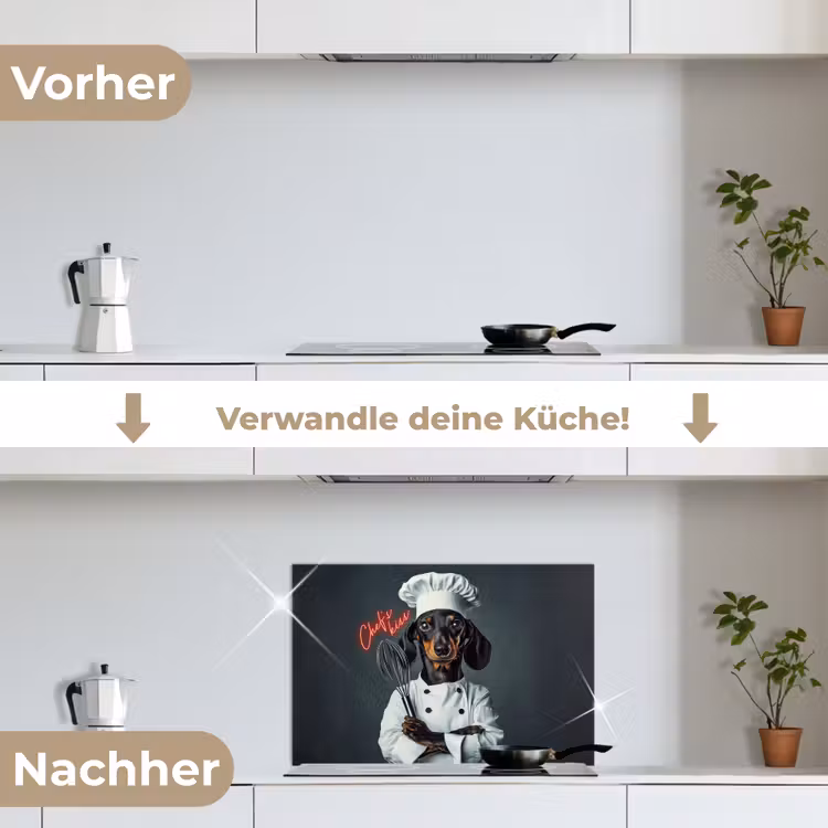 Spritzschutz Küche - Zitat - Neon - Hund - Kochbekleidung — 7
