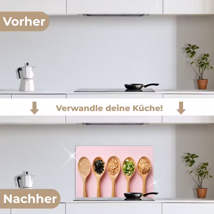 Spritzschutz Küche - Zutaten - Löffel - Holz - Rosa — 7
