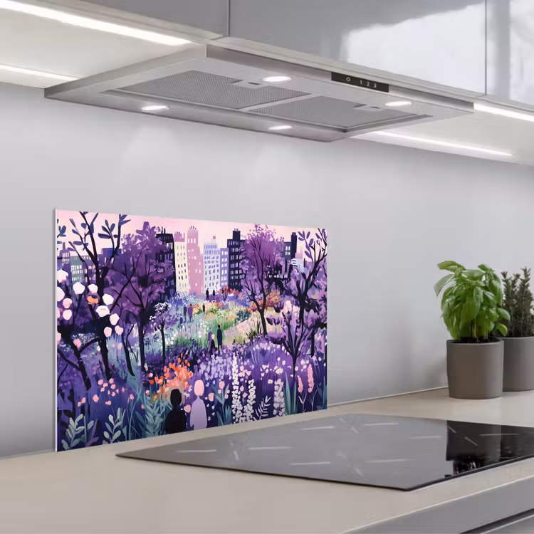 Spritzschutz Küche - Park - Bäume - Blumen - Gebäude — 1