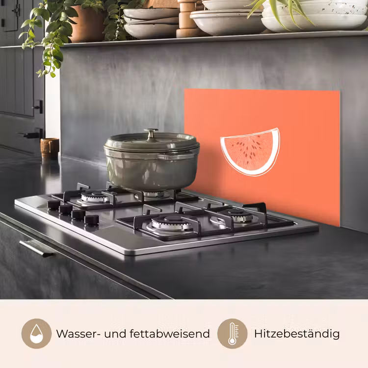 Spritzschutz Küche - Wassermelone - Linien - Korallenrot — 2