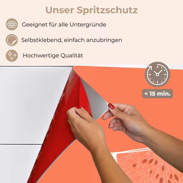 Spritzschutz Küche - Wassermelone - Linien - Korallenrot — 4