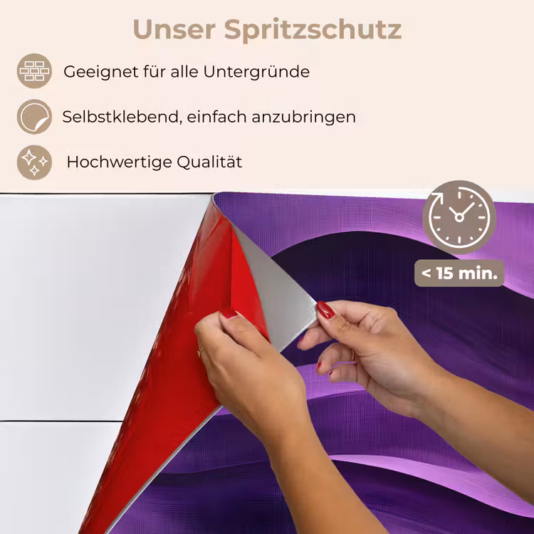 Spritzschutz Küche - Wellen - Abstrakt - Lila — 4