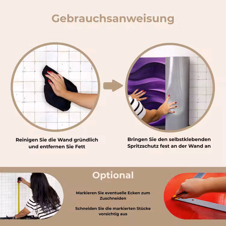 Spritzschutz Küche - Wellen - Abstrakt - Lila — 6