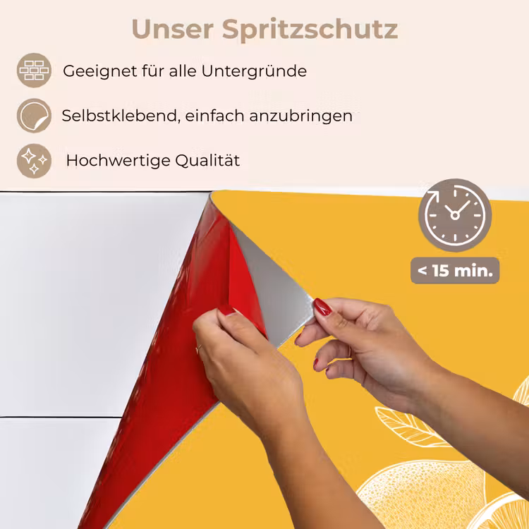 Spritzschutz Küche - Zitronen - Illustration - Minimalistisch - Gelb — 4
