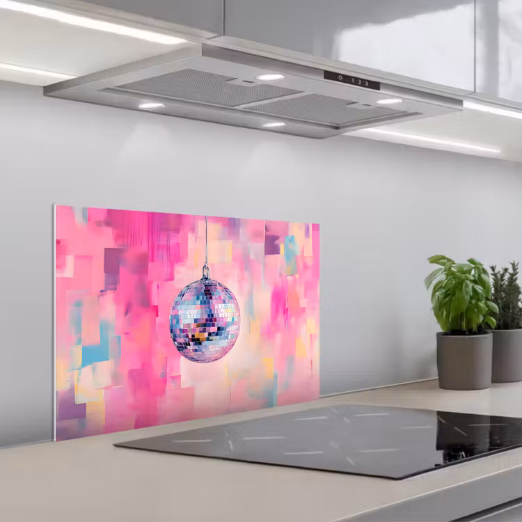 Spritzschutz Küche - Discoball - Rosa - Farbe — 1