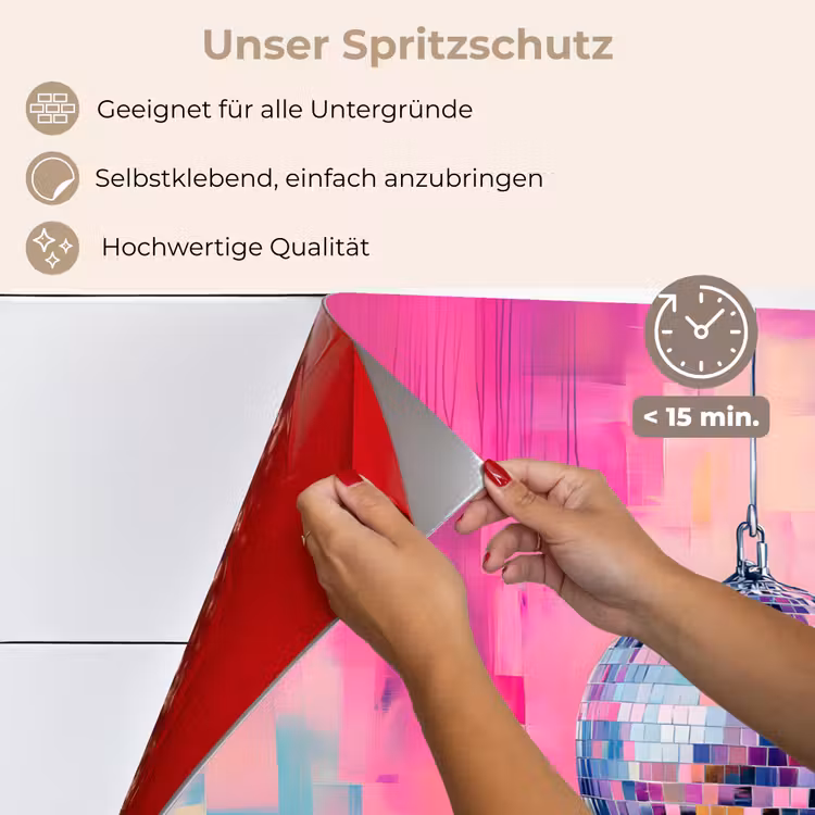 Spritzschutz Küche - Discoball - Rosa - Farbe — 4