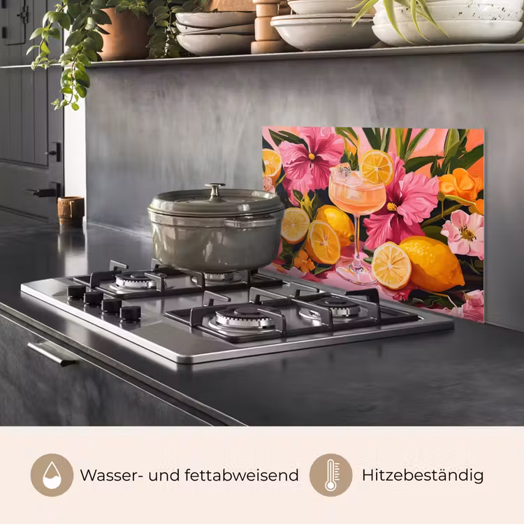 Spritzschutz Küche - Getränk - Blumen - Gelb — 2