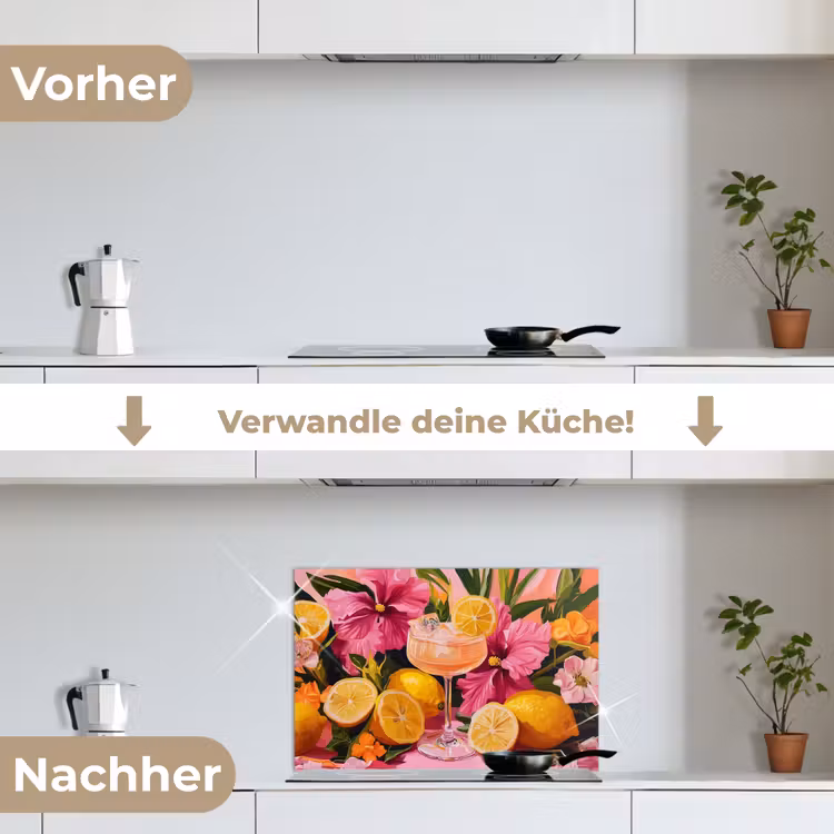 Spritzschutz Küche - Getränk - Blumen - Gelb — 7