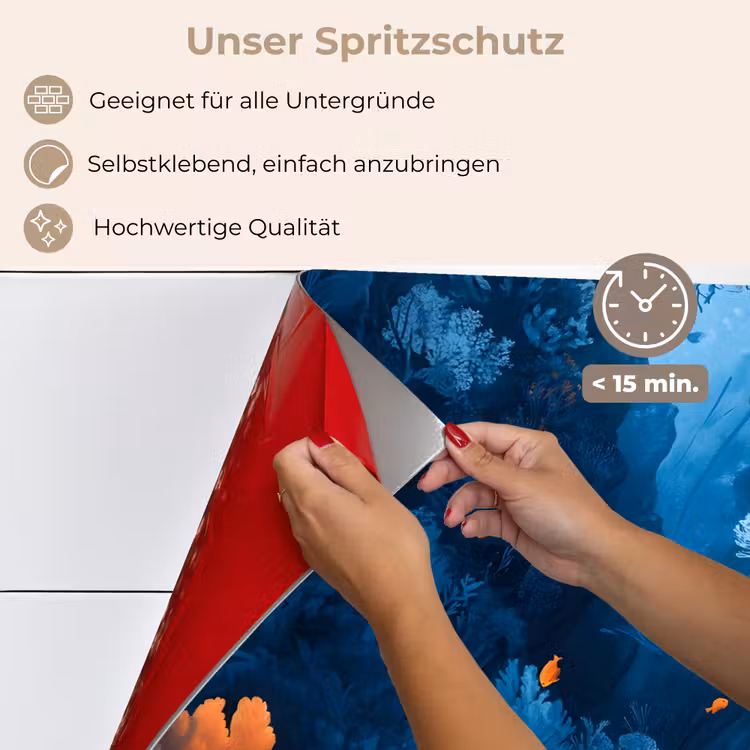 Spritzschutz Küche - Korallenriff - Fische - Ozean - Blau — 4