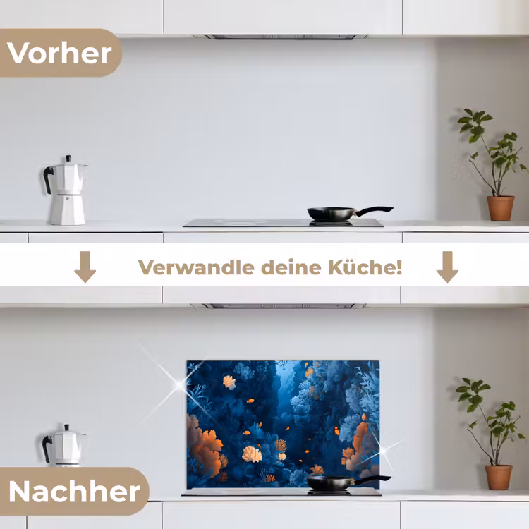 Spritzschutz Küche - Korallenriff - Fische - Ozean - Blau — 7