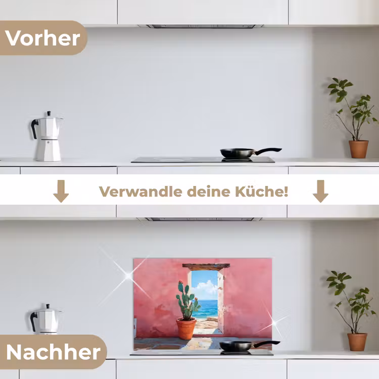 Spritzschutz Küche - Meer - Rosa - Kaktus — 7