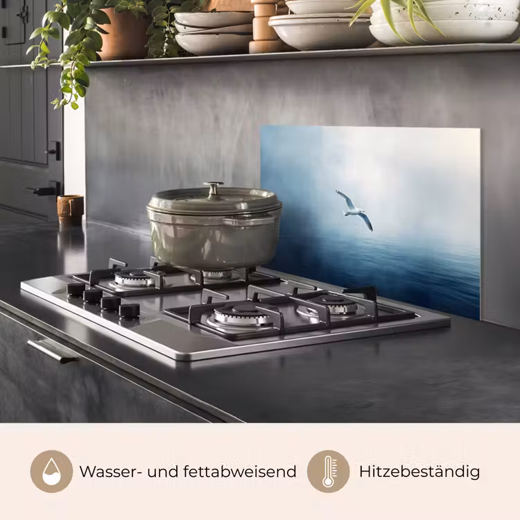 Spritzschutz Küche - Möwe - Weiß - Meer - Neblig — 2