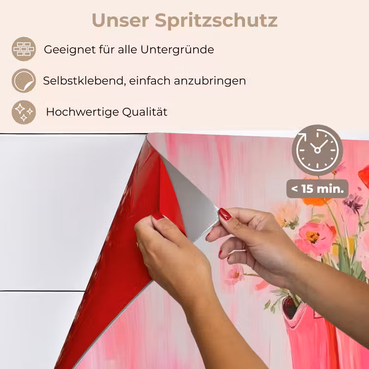 Spritzschutz Küche - Rosa - Blumen - Cowboy — 4