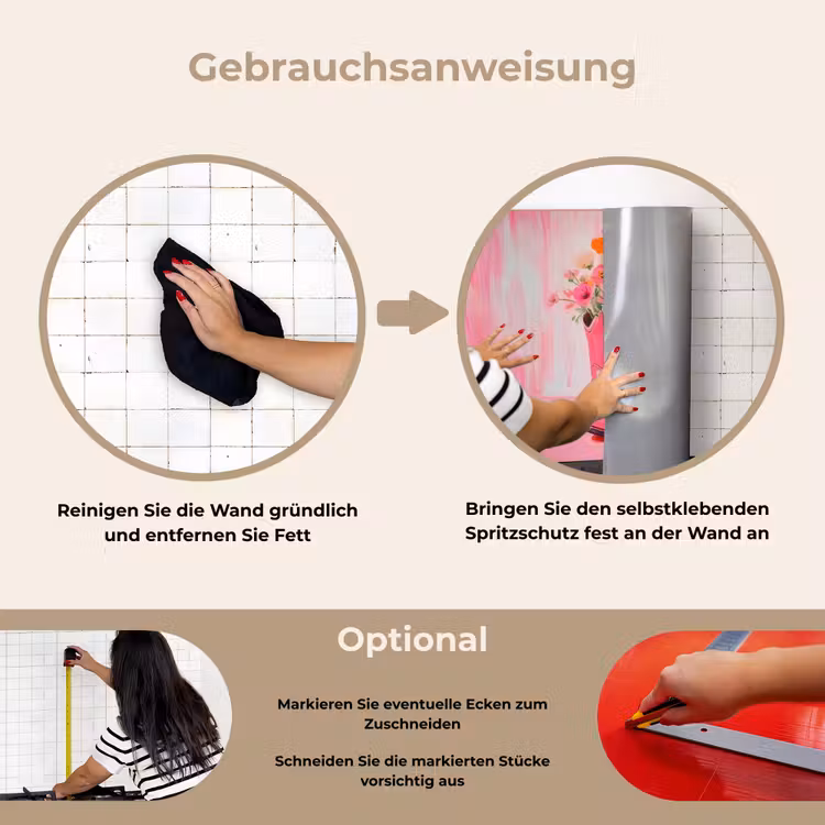 Spritzschutz Küche - Rosa - Blumen - Cowboy — 6