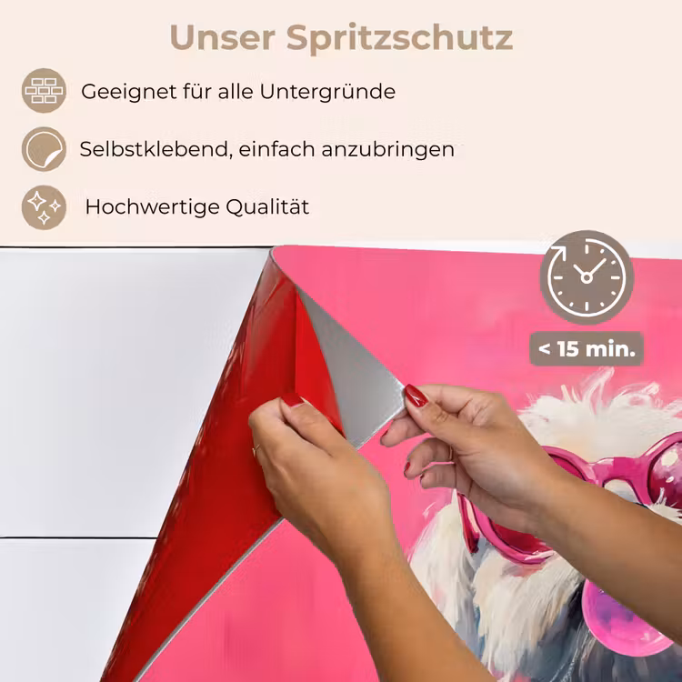 Spritzschutz Küche - Rosa - Hund - Blase — 4