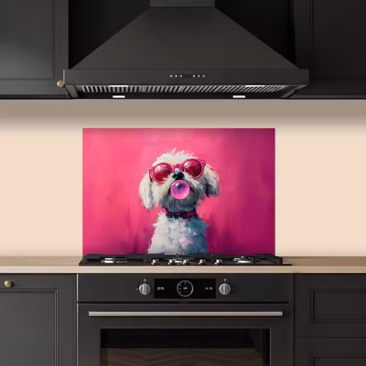 Spritzschutz Küche - Rosa - Hund - Blase — 5