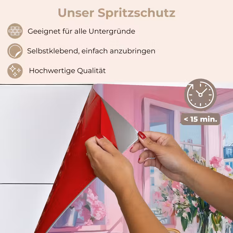 Spritzschutz Küche - Rosa - Stadt - Blumen — 4