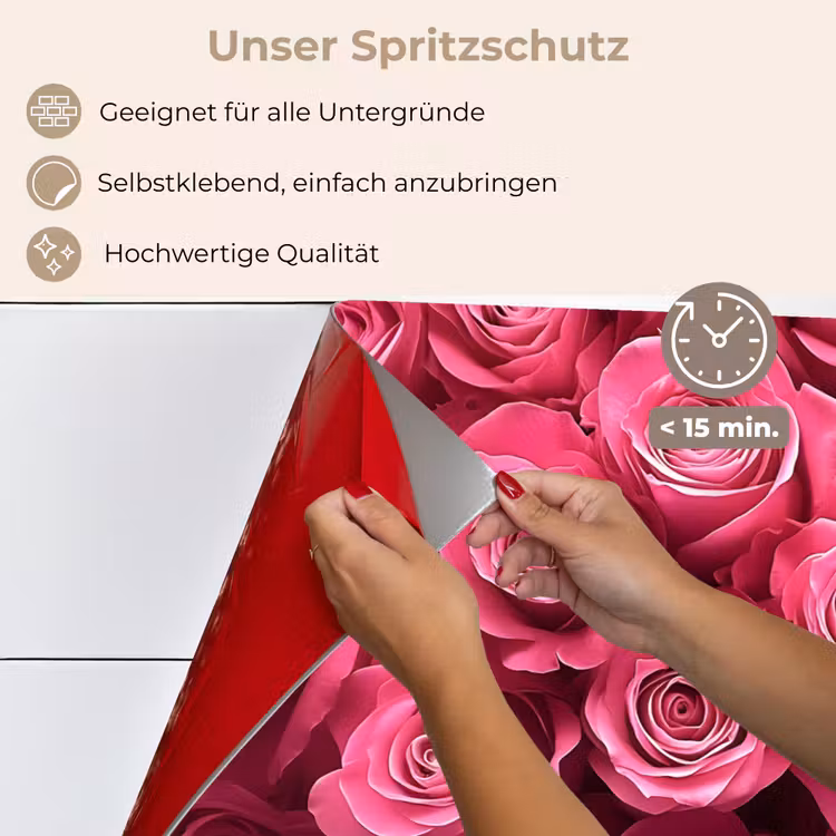 Spritzschutz Küche - Rosen - Rosa - Blume — 4